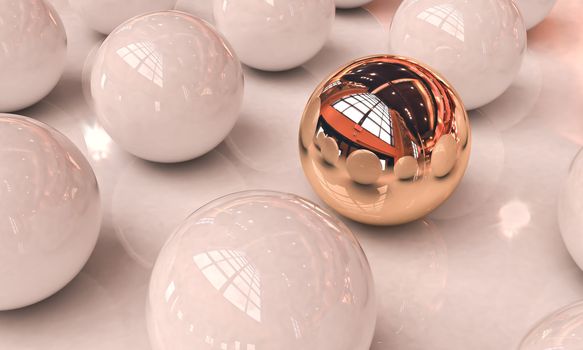 The difference: a golden ball among many whites