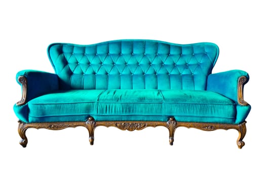 vintage blue luxury armchair isolated with clipping path
