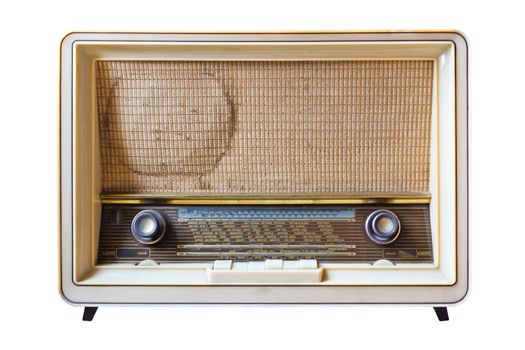 vintage radio isolated on white background