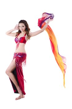 Belly dancer on white background