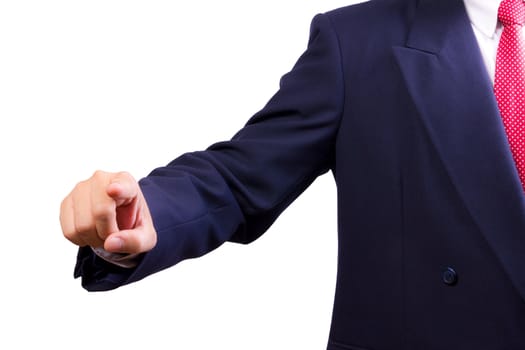 business man hand pointing finger isolated