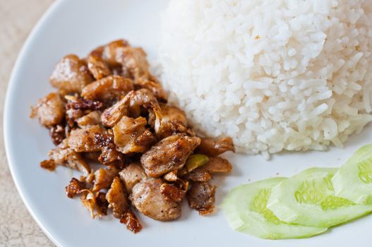 chicken fry and rice food