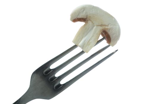 Stock photo: an image of mushroom on the fork