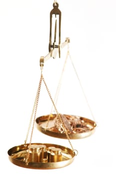 A picture of golden jewelry scales