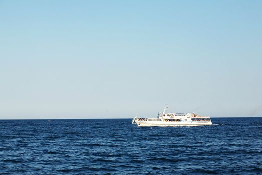 Nice cruise yacht in the Black Sea. Ukraine