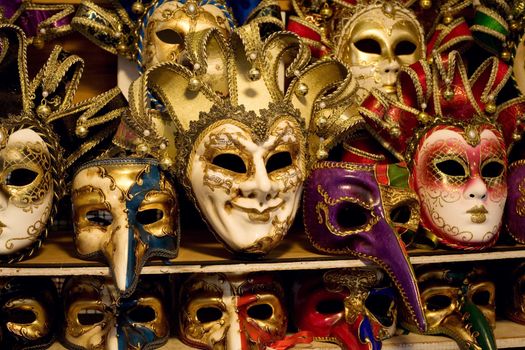 An image of various beautiful venetian masks