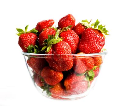 An image of big red strawberries in glass