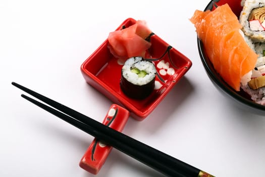 An image of a plate with sushi
