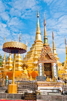 Pagoda golden color in temple of Thailand