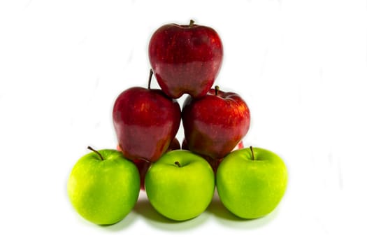 red and green apple isolated on white background