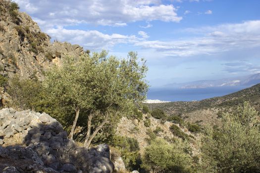 Lato, ancient city on the island of Crete, view of the sea
