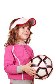 little girl holding the soccer ball