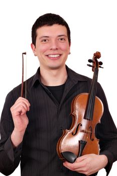 man with violin posing