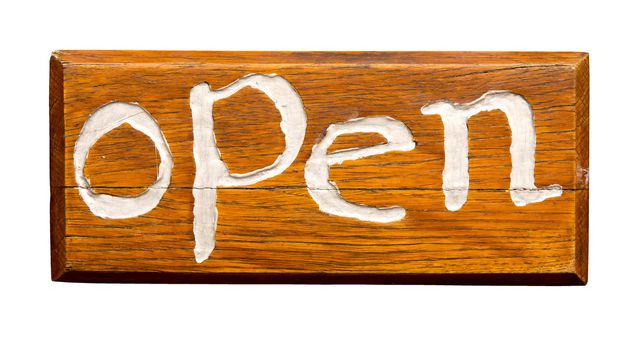 Open sign, isolated against background