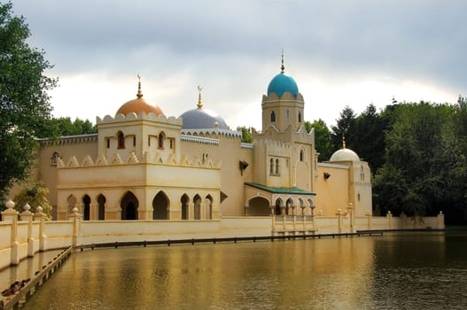 Mosque in Holland on the lake shore