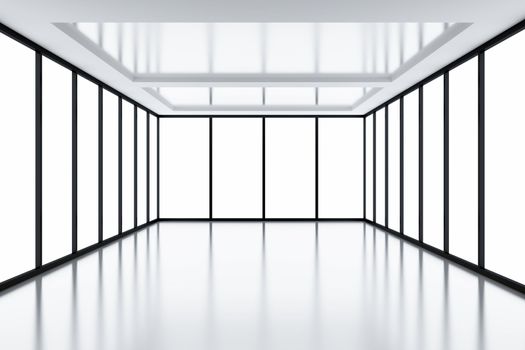 Modern empty room with light from windows