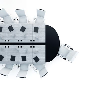 Table and armchairs in modern office for presentation and conferences
