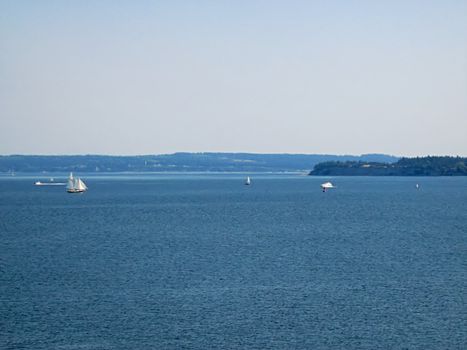 A photograph of boats on a waterway.