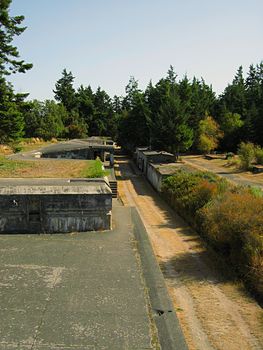 A photograph of an old abandoned military fort.