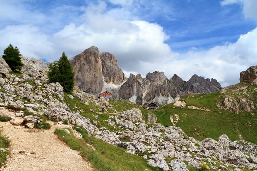 summer landscape in Catinaccio mount, Italian Dolomites