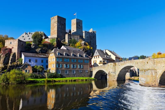 The castle and bridge in Runkel, Hesse, Germany