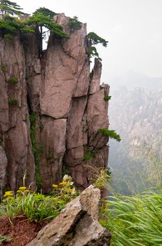 Haungshan peak in china during a misty day