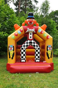 Jumping tent designed like a clown usually rented for childrens birthdays.