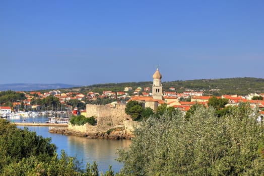 Old adriatic town of Krk waterfront, Croatia