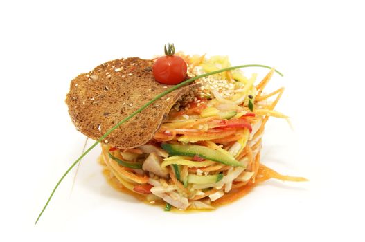 Thai salad of exotic vegetables on a white background