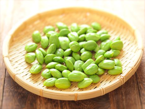 close up of a basket of petai beans