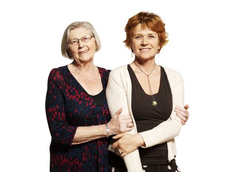 Studio shot of two women. Mother and Daughter.