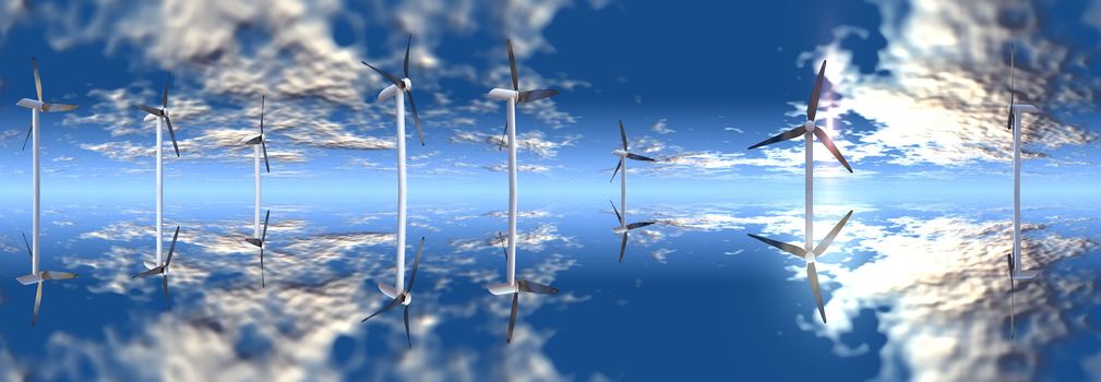 wind turbine on a blue sky