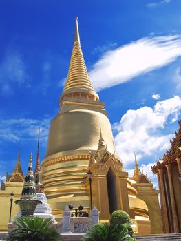 Golden Pagoda at Wat Phra Keao Temple in Grand Palace, Bangkok Thailand