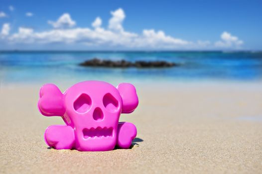 Toy on the beach showing danger