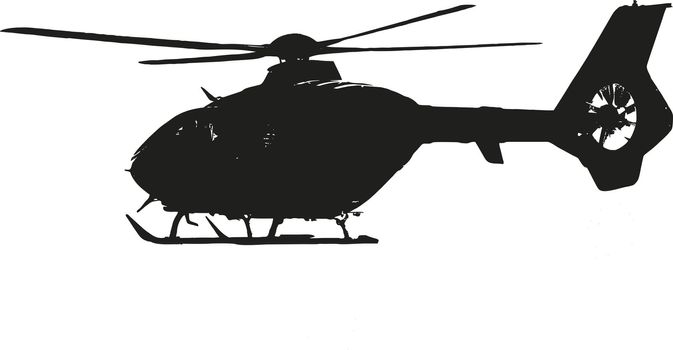 helicopter during flight - isolated vector illustration