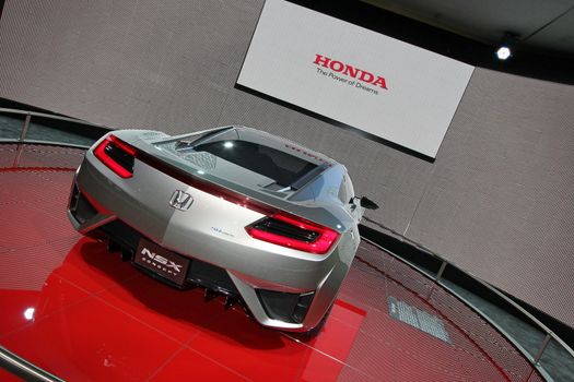 GENEVA - MARCH 16 : Grey Honda NSX concept on display at the 82st International Motor Show Palexpo -Geneva on March 16; 2012 in Geneva, Switzerland.