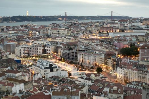 View of Martim moniz square and Lisbon downtown