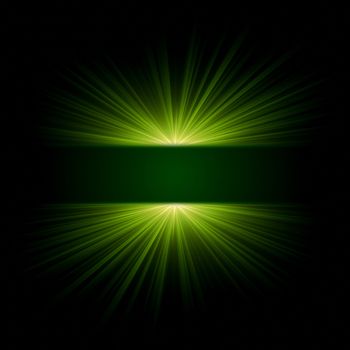 abstract green lights over dark background with text place