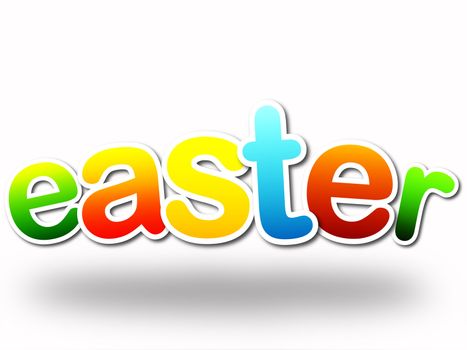 3d color text easter over white with shadow