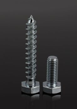 Bolts and screws isolated on white