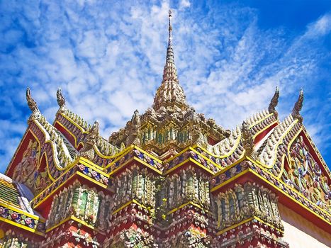Decorated Buddhist Temple of Wat Phra Kaew in the Grand Palace Complex in Bangkok, Thailand 