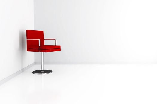Modern elegant chair in corner of light room