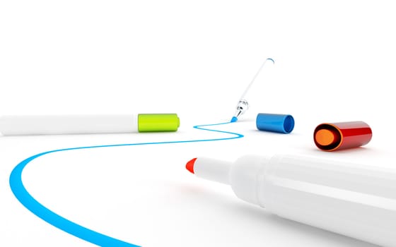 funny color markers on a white background