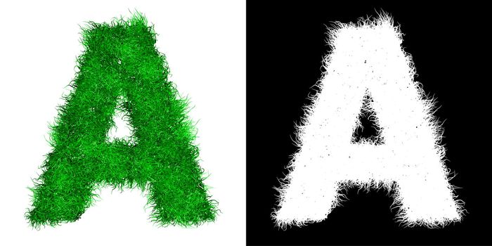 capital letter A made of green grass - alpha mask is included