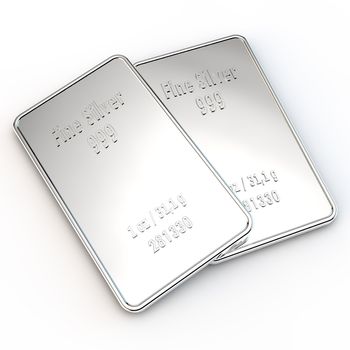 two small silver bars with the weight of 1 ounce