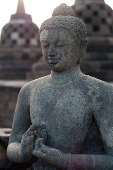 Borobudur temple at sunny morning. Central Java, Indonesia