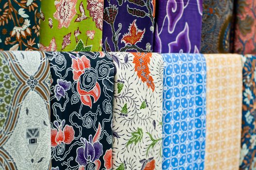 Closeup of colorful batik, Yogyakarta, Central Java, Indonesia