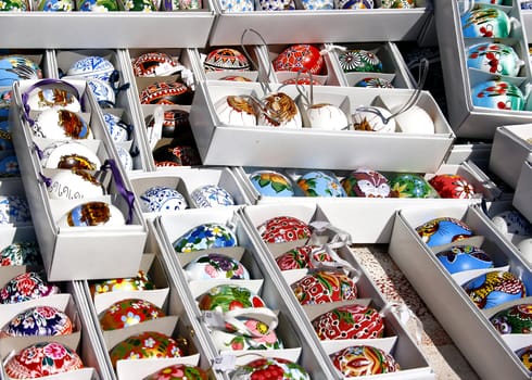 Traditional Easter eggs, hand-painted with various motifs