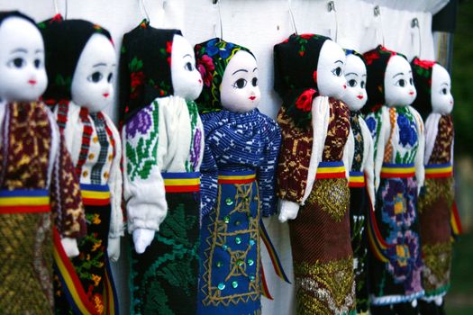 Traditional Romanian dolls in folk dress 