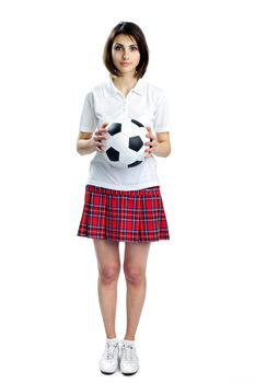 An image of of nice woman with soccer ball